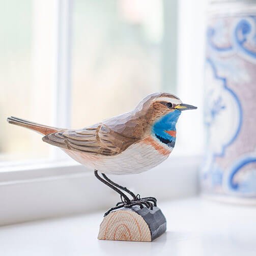 Blauwborst - Houten vogel beeldje - Catch Utrecht